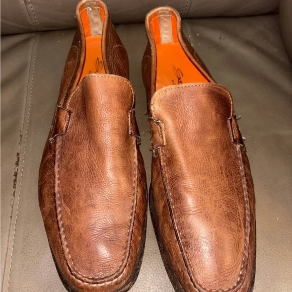 Santoni Leather Loafers, Men’s Size 10.5D